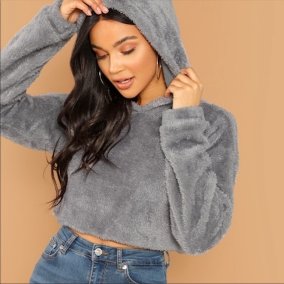 Tops - SOLD- NEW Gray Cropped Hoodie